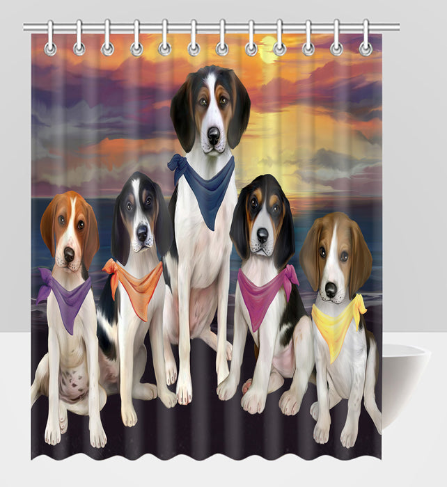 Family Sunset Portrait Treeing Walker Coonhound Dogs Shower Curtain