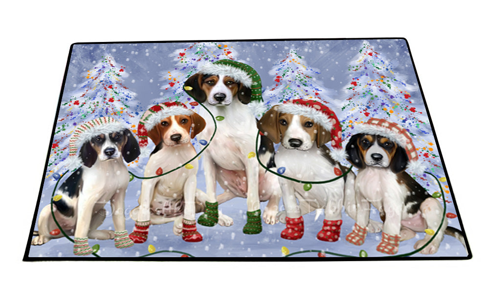 Christmas Lights and Treeing Walker Coonhound Dogs Floor Mat- Anti-Slip Pet Door Mat Indoor Outdoor Front Rug Mats for Home Outside Entrance Pets Portrait Unique Rug Washable Premium Quality Mat