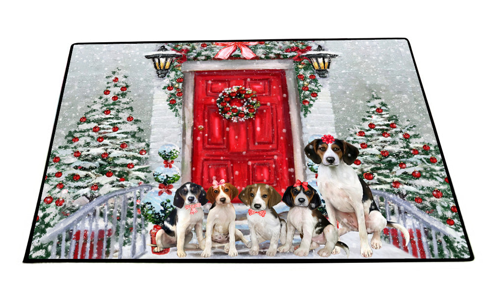 Christmas Holiday Welcome Treeing Walker Coonhound Dogs Floor Mat- Anti-Slip Pet Door Mat Indoor Outdoor Front Rug Mats for Home Outside Entrance Pets Portrait Unique Rug Washable Premium Quality Mat
