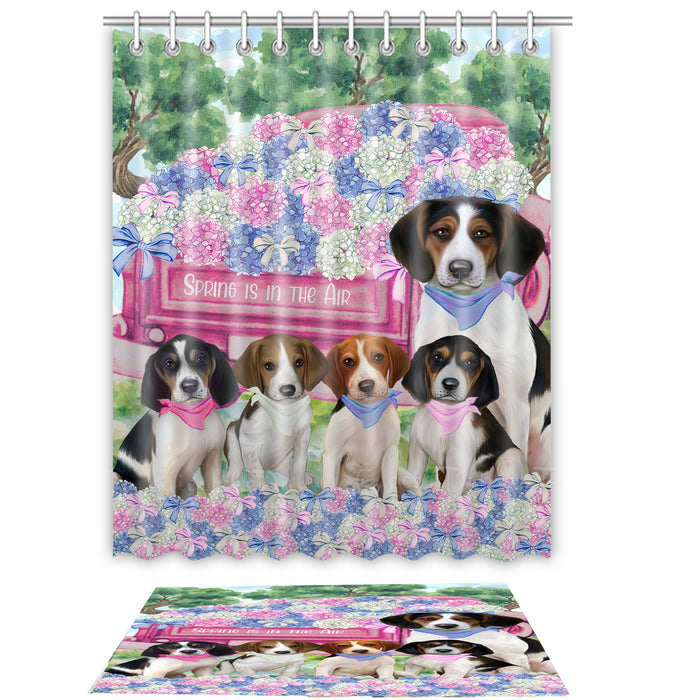 Treeing Walker Coonhound Shower Curtain & Bath Mat Set, Custom, Explore a Variety of Designs, Personalized, Curtains with hooks and Rug Bathroom Decor, Halloween Gift for Dog Lovers