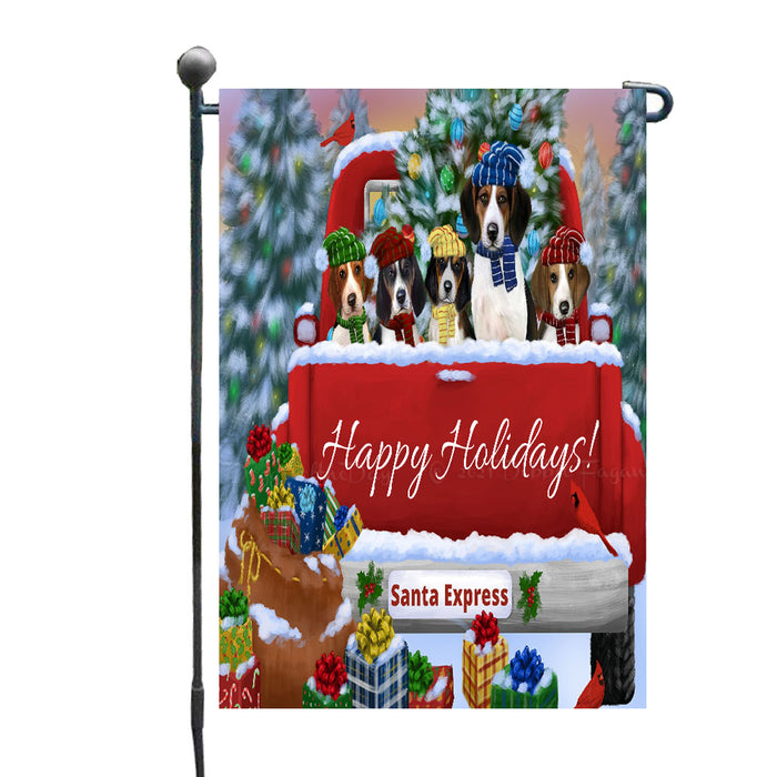 Christmas Red Truck Travlin Home for the Holidays Treeing Walker Coonhound Dogs Garden Flags- Outdoor Double Sided Garden Yard Porch Lawn Spring Decorative Vertical Home Flags 12 1/2"w x 18"h