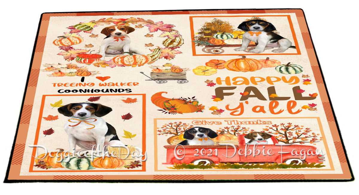 Happy Fall Y'all Pumpkin Treeing Walker Coonhound Dogs Indoor/Outdoor Welcome Floormat - Premium Quality Washable Anti-Slip Doormat Rug FLMS58780