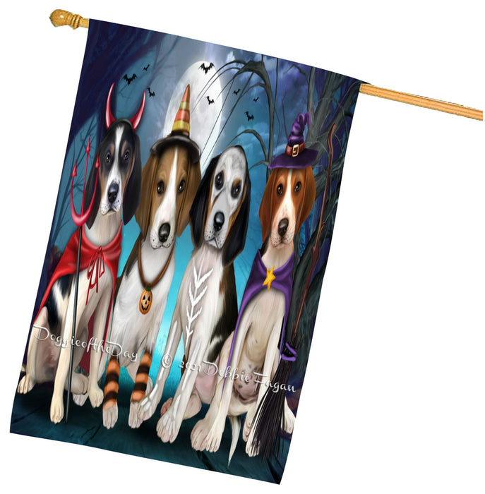 Halloween Trick or Treat Treeing Walker Coonhound Dogs House Flag Outdoor Decorative Double Sided Pet Portrait Weather Resistant Premium Quality Animal Printed Home Decorative Flags 100% Polyester