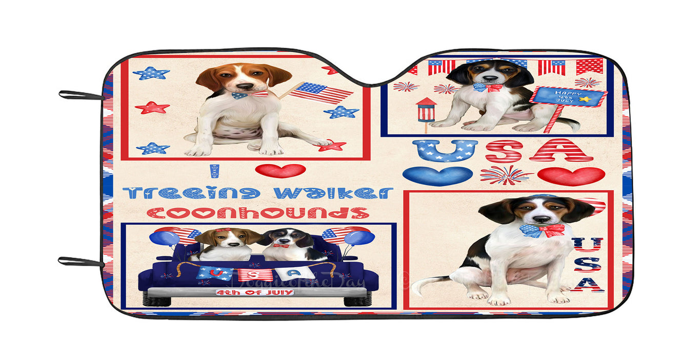 4th of July Independence Day I Love USA Treeing Walker Coonhound Dogs Car Sun Shade Cover Curtain