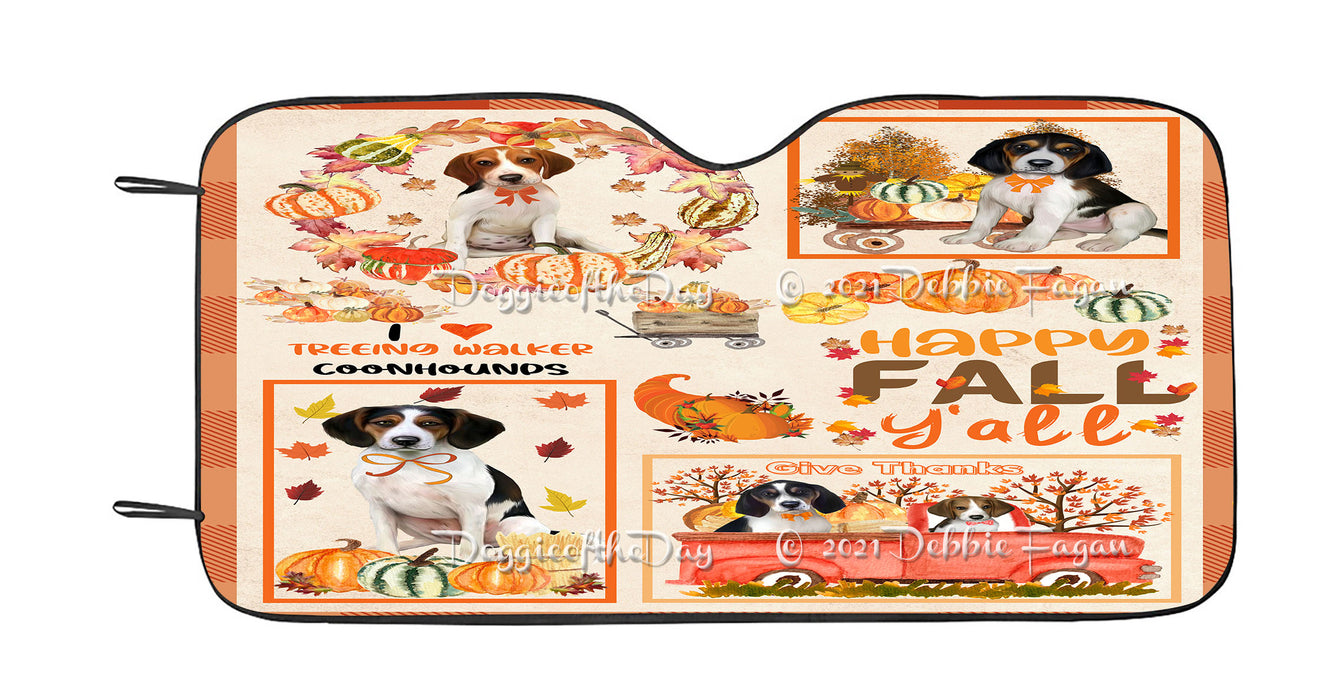 Happy Fall Y'all Pumpkin Treeing Walker Coonhound Dogs Car Sun Shade Cover Curtain