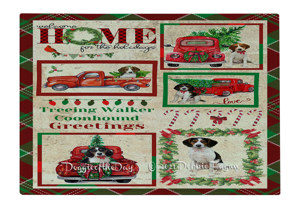 Welcome Home for Christmas Holidays Treeing Walker Coonhound Dogs Cutting Board - Easy Grip Non-Slip Dishwasher Safe Chopping Board Vegetables C79096
