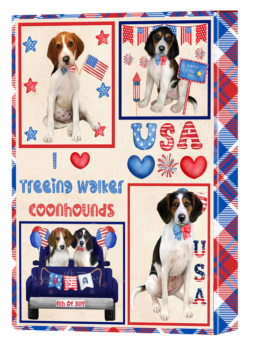 4th of July Independence Day I Love USA Treeing Walker Coonhound Dogs Canvas Wall Art - Premium Quality Ready to Hang Room Decor Wall Art Canvas - Unique Animal Printed Digital Painting for Decoration