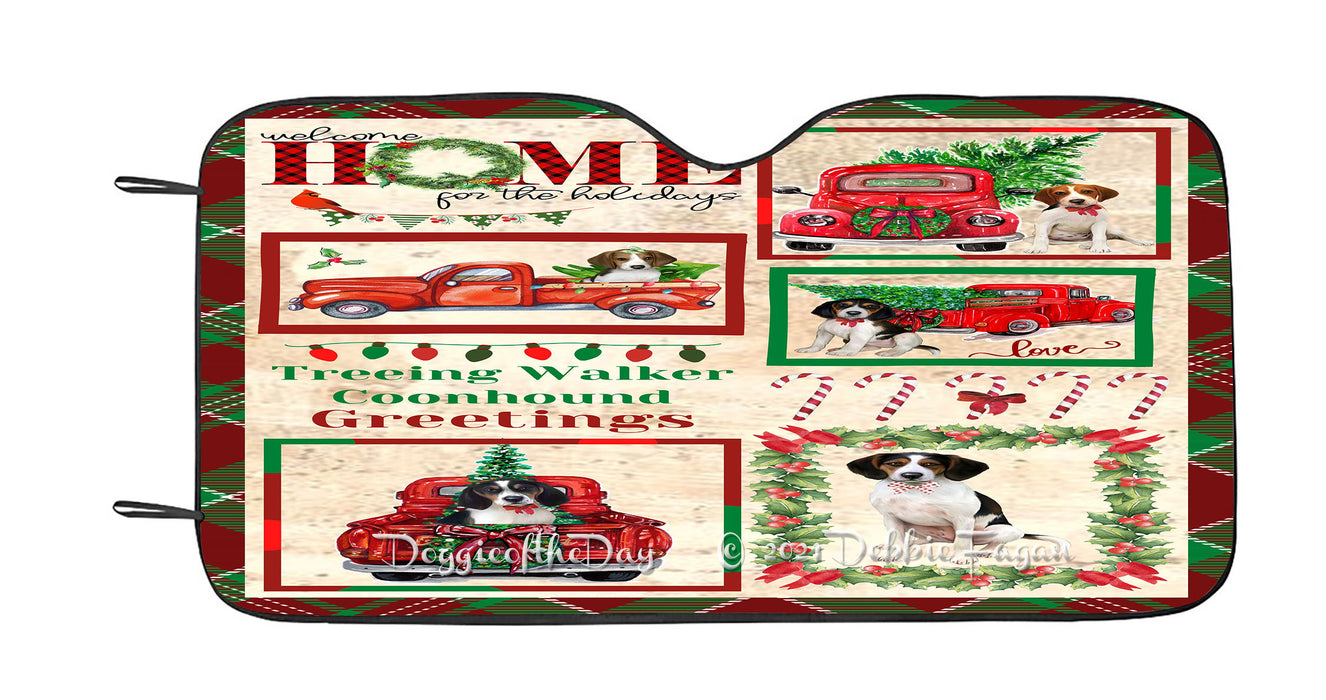 Welcome Home for Christmas Holidays Treeing Walker Coonhound Dogs Car Sun Shade Cover Curtain