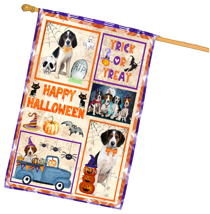 Happy Halloween Trick or Treat Treeing Walker Coonhound Dogs House Flag Outdoor Decorative Double Sided Pet Portrait Weather Resistant Premium Quality Animal Printed Home Decorative Flags 100% Polyester
