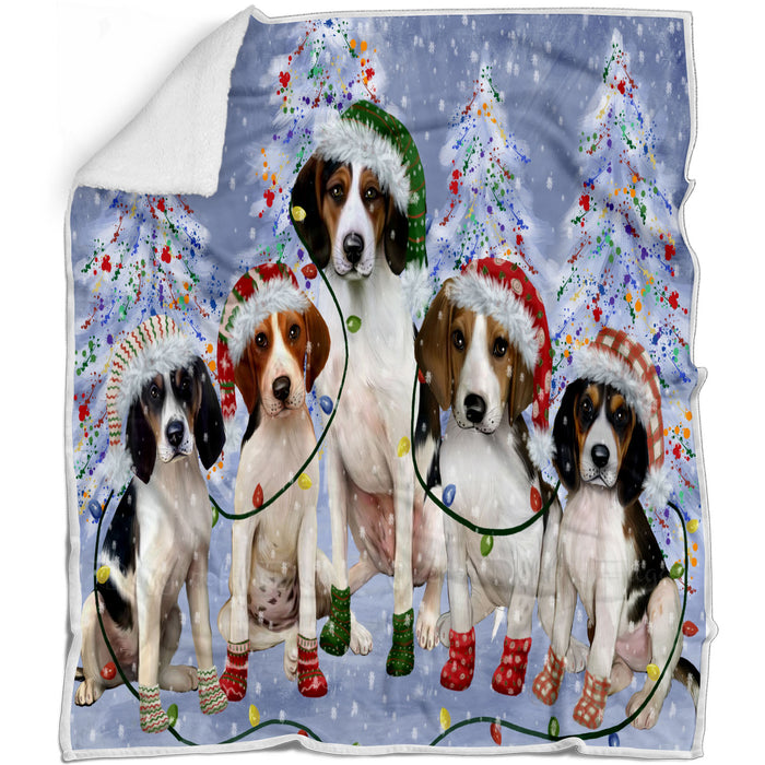 Christmas Lights and Treeing Walker Coonhound Dogs Blanket - Lightweight Soft Cozy and Durable Bed Blanket - Animal Theme Fuzzy Blanket for Sofa Couch