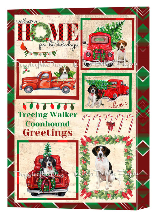 Welcome Home for Christmas Holidays Treeing Walker Coonhound Dogs Canvas Wall Art Decor - Premium Quality Canvas Wall Art for Living Room Bedroom Home Office Decor Ready to Hang CVS149975