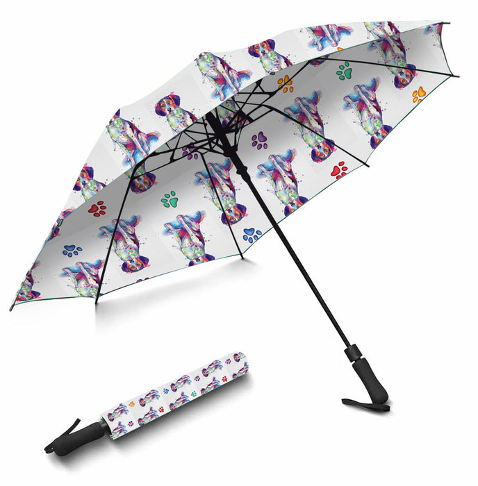 Watercolor Mini Treeing Walker Coonhound DogsSemi-Automatic Foldable Umbrella