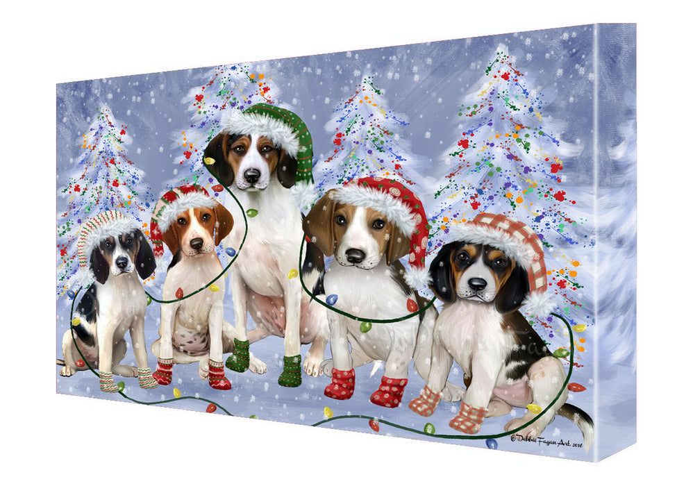 Christmas Lights and Treeing Walker Coonhound Dogs Canvas Wall Art - Premium Quality Ready to Hang Room Decor Wall Art Canvas - Unique Animal Printed Digital Painting for Decoration