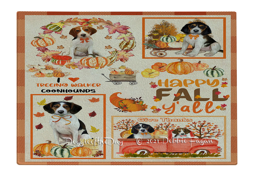 Happy Fall Y'all Pumpkin Treeing Walker Coonhound Dogs Cutting Board - Easy Grip Non-Slip Dishwasher Safe Chopping Board Vegetables C80029