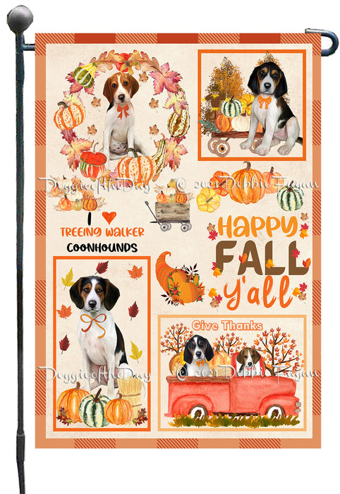 Happy Fall Y'all Pumpkin Treeing Walker Coonhound Dogs Garden Flags- Outdoor Double Sided Garden Yard Porch Lawn Spring Decorative Vertical Home Flags 12 1/2"w x 18"h