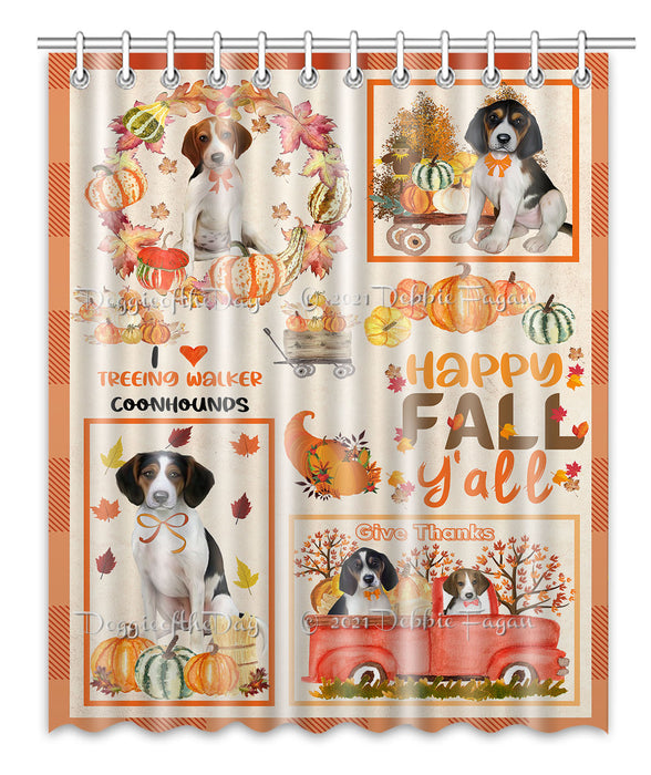 Happy Fall Y'all Pumpkin Treeing Walker Coonhound Dogs Shower Curtain Bathroom Accessories Decor Bath Tub Screens