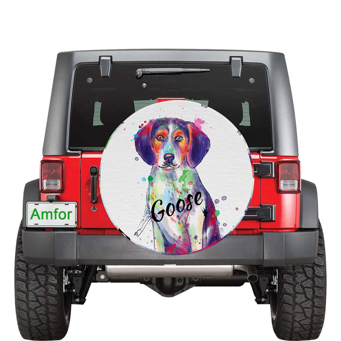 Custom Pet Name Personalized Watercolor Treeing Walker Coonhound Dog Car Tire Cover