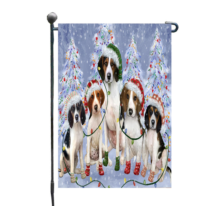 Christmas Lights and Treeing Walker Coonhound Dogs Garden Flags- Outdoor Double Sided Garden Yard Porch Lawn Spring Decorative Vertical Home Flags 12 1/2"w x 18"h