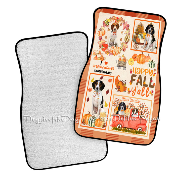 Happy Fall Y'all Pumpkin Treeing Walker Coonhound Dogs Polyester Anti-Slip Vehicle Carpet Car Floor Mats CFM49342