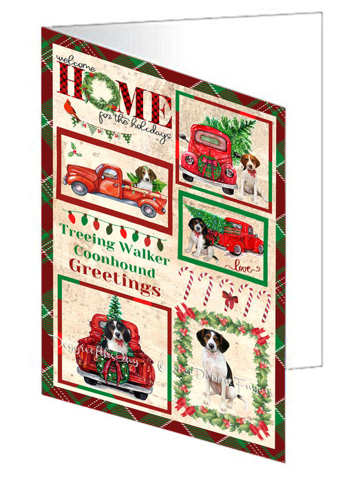 Welcome Home for Christmas Holidays Treeing Walker Coonhound Dogs Handmade Artwork Assorted Pets Greeting Cards and Note Cards with Envelopes for All Occasions and Holiday Seasons GCD76319