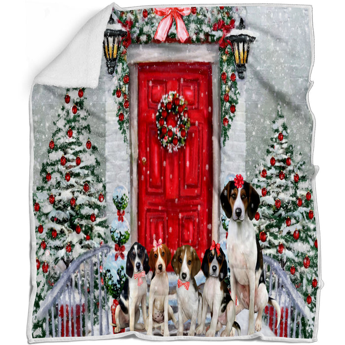 Christmas Holiday Welcome Treeing Walker Coonhound Dogs Blanket - Lightweight Soft Cozy and Durable Bed Blanket - Animal Theme Fuzzy Blanket for Sofa Couch
