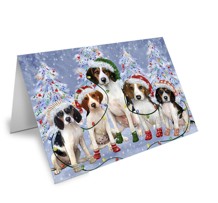 Christmas Lights and Treeing Walker Coonhound Dogs Handmade Artwork Assorted Pets Greeting Cards and Note Cards with Envelopes for All Occasions and Holiday Seasons