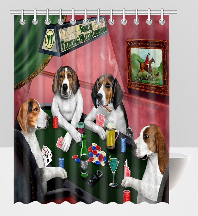 Home of  Treeing Walker Coonhound Dogs Playing Poker Shower Curtain