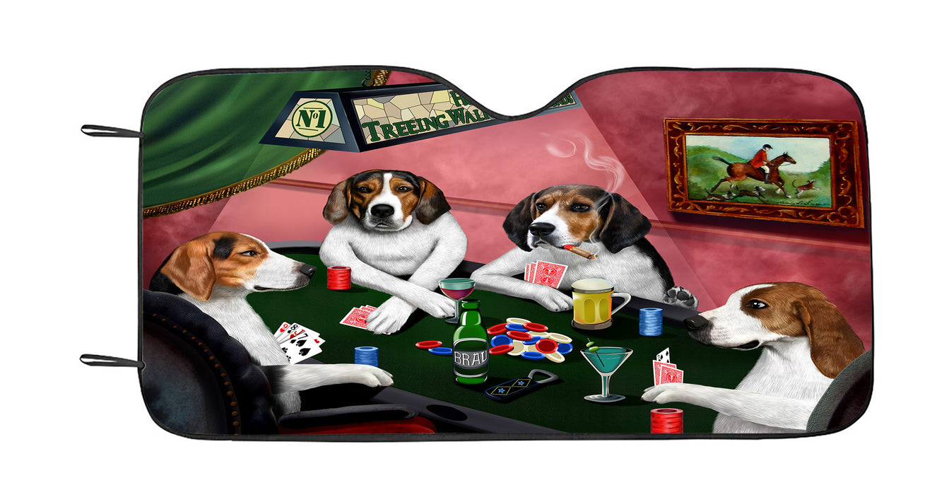 Home of  Treeing Walker Coonhound Dogs Playing Poker Car Sun Shade