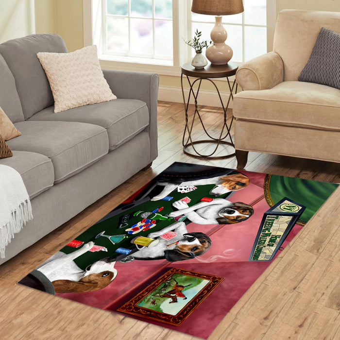 Home of  Treeing Walker Coonhound Dogs Playing Poker Area Rug