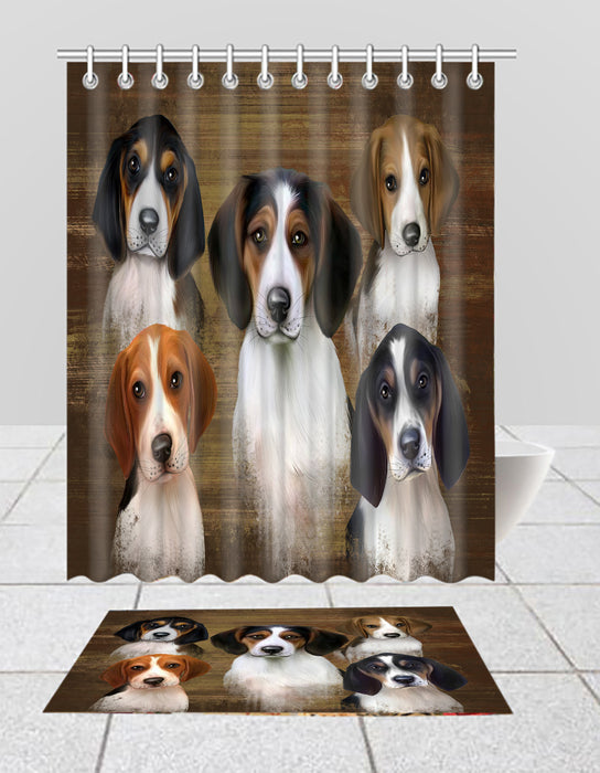 Rustic Treeing Walker Coonhound Dogs  Bath Mat and Shower Curtain Combo