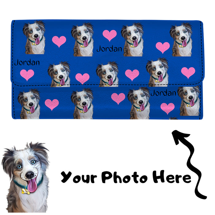 Custom Add Your Photo Here PET Dog Cat Photos on Women's Trifold Wallet