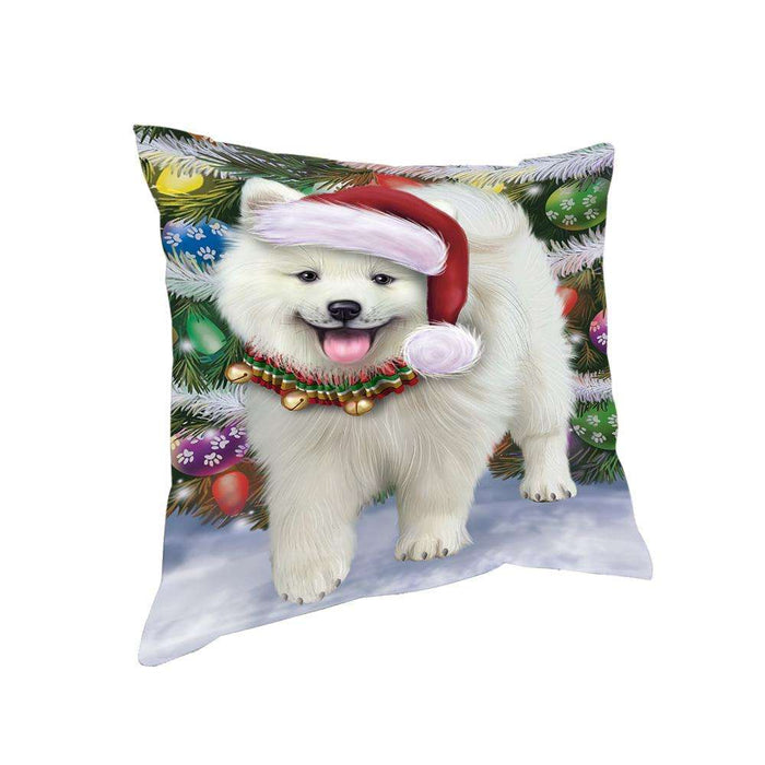 Trotting in the Snow American Eskimo Dog Pillow PIL75368