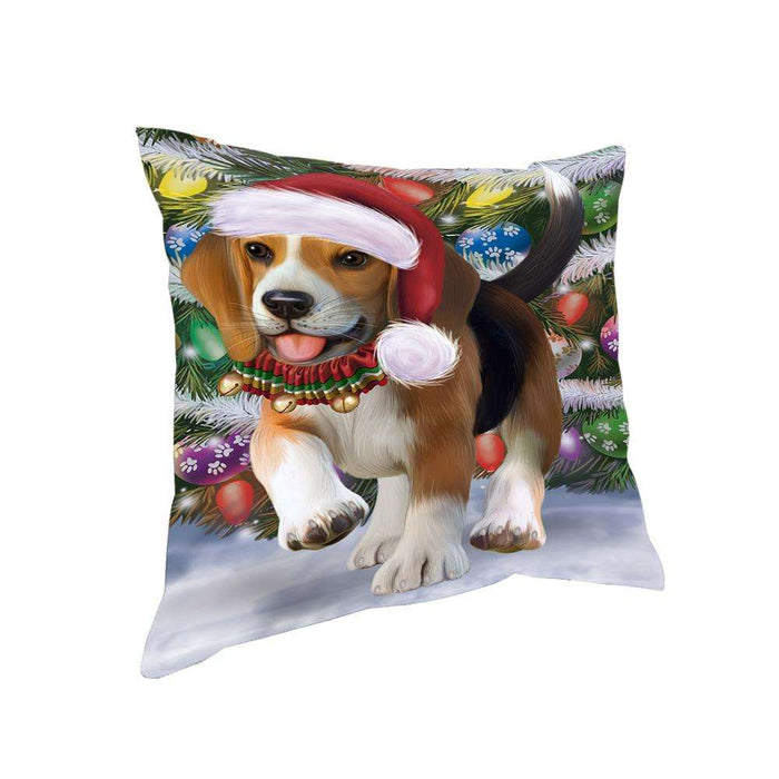 Trotting in the Snow Beagle Dog Pillow PIL75384
