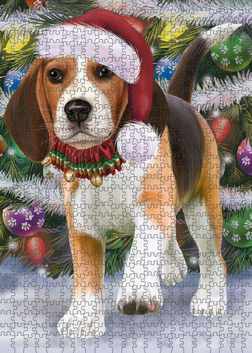 Trotting in the Snow Beagle Dog Puzzle with Photo Tin PUZL85912