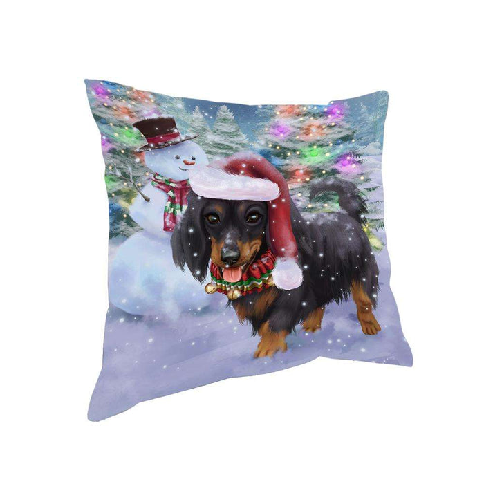 Trotting in the Snow Dachshund Dog Pillow PIL75420