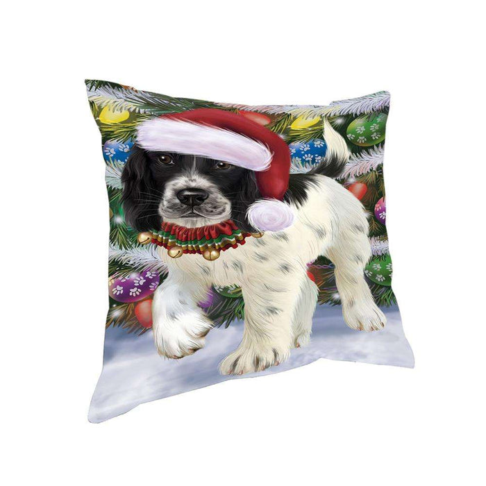 Trotting in the Snow English Springer Spaniel Dog Pillow PIL75432
