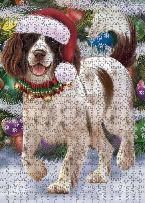 Trotting in the Snow English Springer Spaniel Dog Puzzle with Photo Tin PUZL85968
