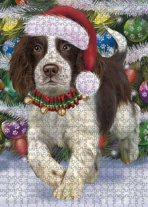 Trotting in the Snow English Springer Spaniel Dog Puzzle  PUZL85972