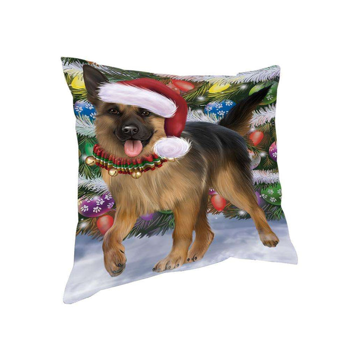 Trotting in the Snow German Shepher Dog Pillow PIL75444