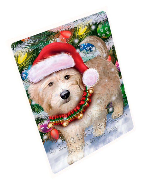 Trotting in the Snow Goldendoodle Dog Cutting Board C68574