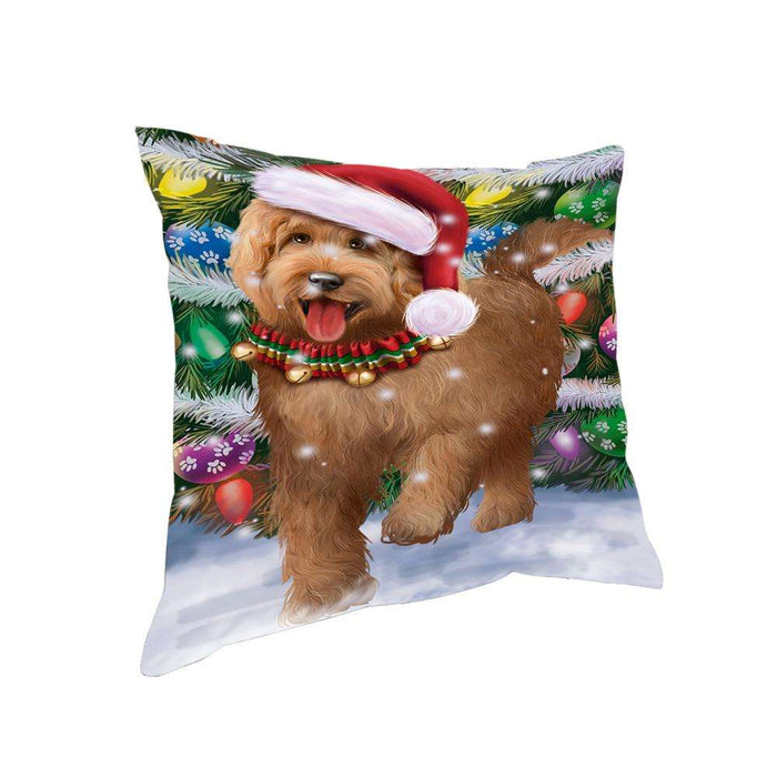 Trotting in the Snow Goldendoodle Dog Pillow PIL75460