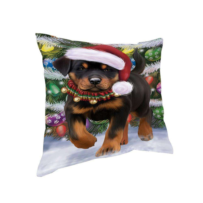 Trotting in the Snow Rottweiler Dog Pillow PIL75500