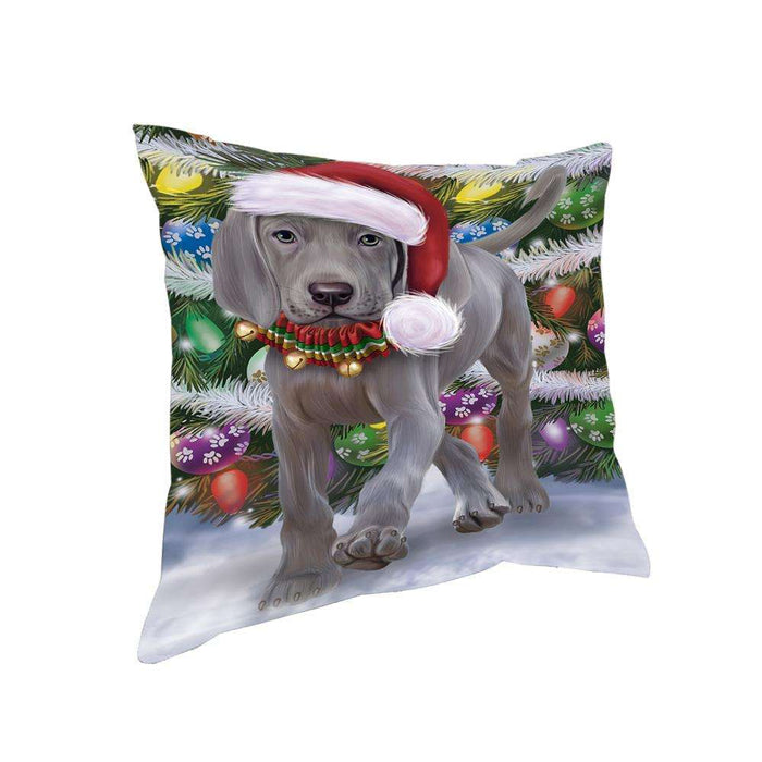 Trotting in the Snow Weimaraner Dog Pillow PIL75544