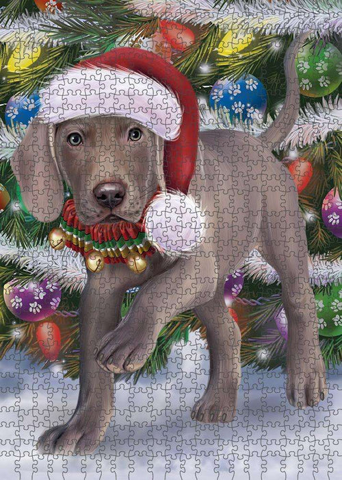 Trotting in the Snow Weimaraner Dog Puzzle with Photo Tin PUZL86080