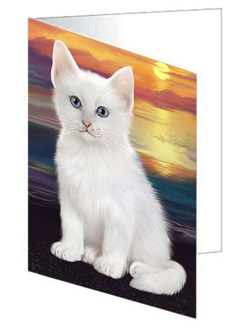 Turkish Angora Cat Handmade Artwork Assorted Pets Greeting Cards and Note Cards with Envelopes for All Occasions and Holiday Seasons GCD68369