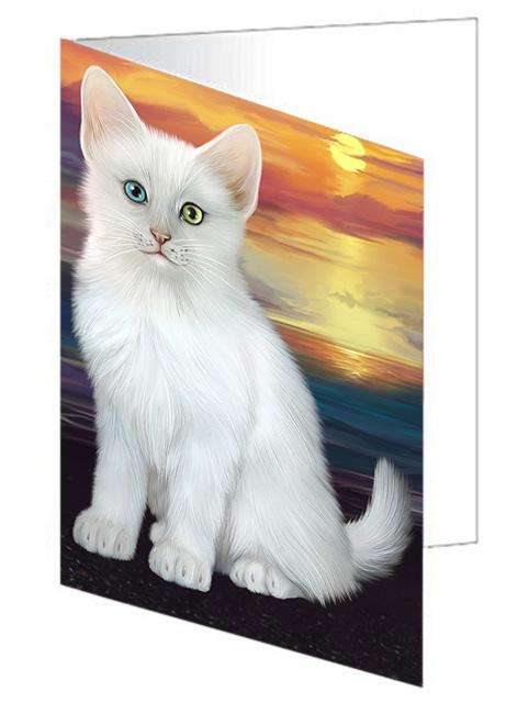 Turkish Angora Cat Handmade Artwork Assorted Pets Greeting Cards and Note Cards with Envelopes for All Occasions and Holiday Seasons GCD68372
