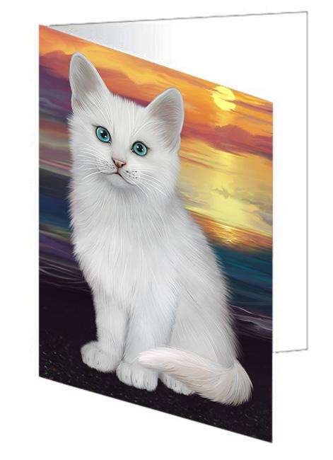 Turkish Angora Cat Handmade Artwork Assorted Pets Greeting Cards and Note Cards with Envelopes for All Occasions and Holiday Seasons GCD68375