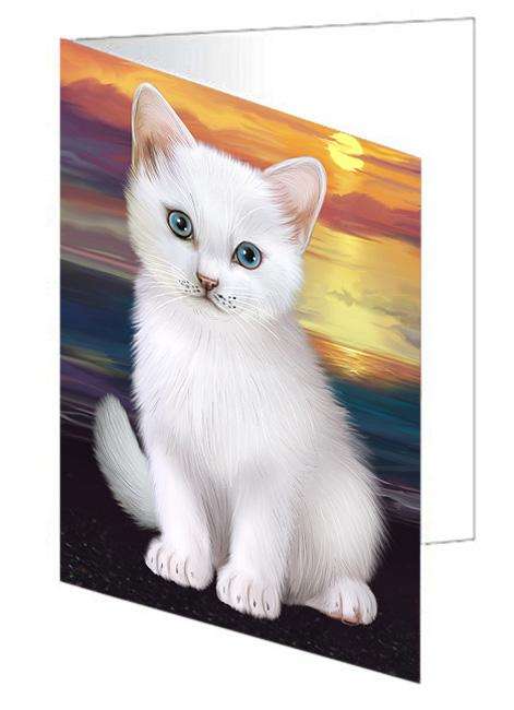 Turkish Angora Cat Handmade Artwork Assorted Pets Greeting Cards and Note Cards with Envelopes for All Occasions and Holiday Seasons GCD68378
