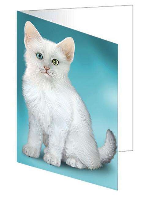 Turkish Angora Cat Handmade Artwork Assorted Pets Greeting Cards and Note Cards with Envelopes for All Occasions and Holiday Seasons GCD68381