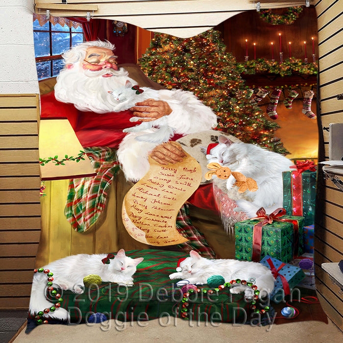 Santa Sleeping with Turkish Angora Cats Quilt